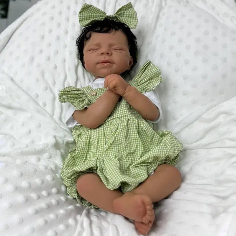 19 Zoll süße Janice geschlossene Augen dunkle Haut weicher Körper Reborn Puppe-Pascale
