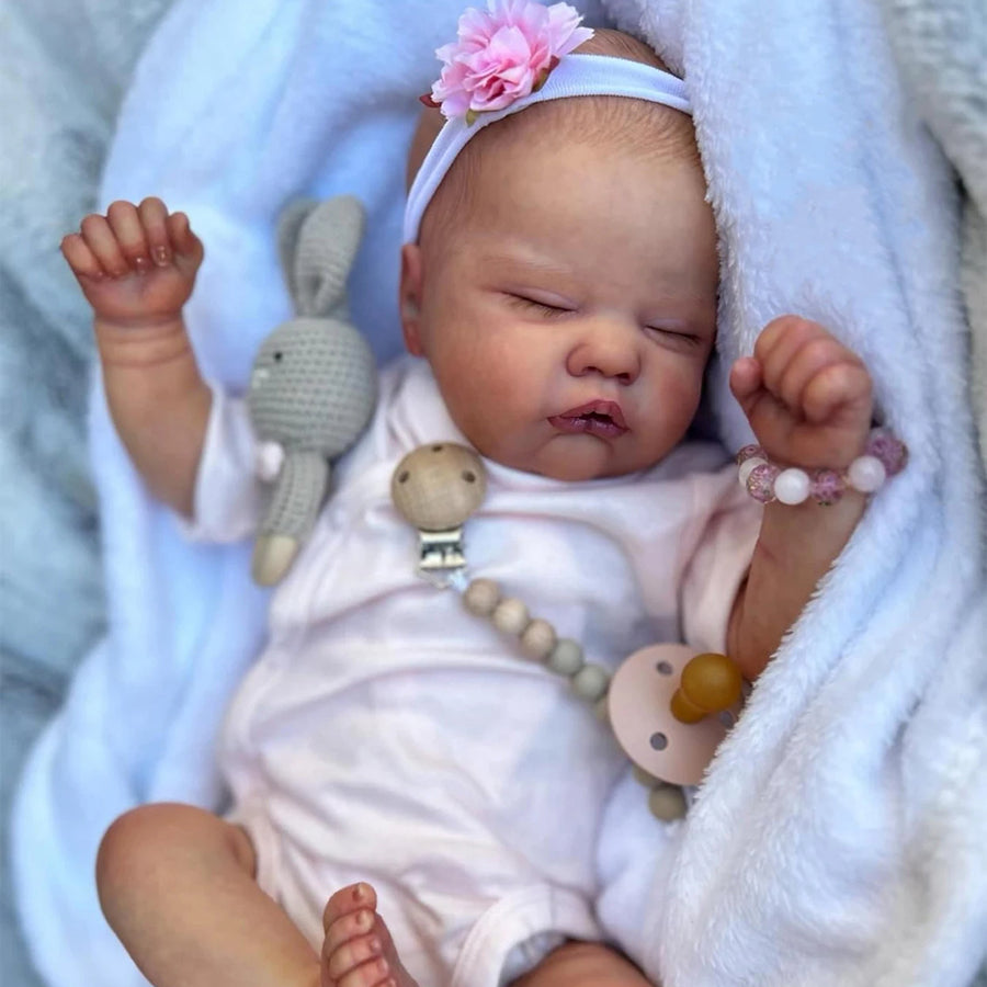 Amelia 19 Zoll lebensechte Reborn Puppen mit geschlossenen Augen - Quinbee