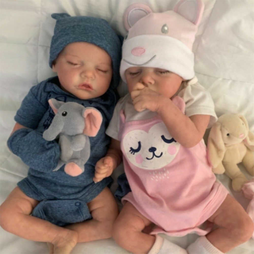 17'' Lebensechte Zwillinge Schwester Katelyn und Dinah Reborn Puppe Mädchen
