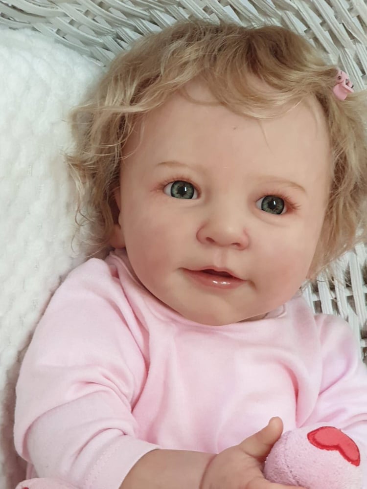 22 Zoll süße Corey Reborn Puppe mit offenen Augen und blonden Haaren