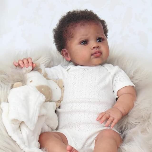 22 Zoll lebensechte afroamerikanische reborn Puppe mit offenen Augen – Reuben