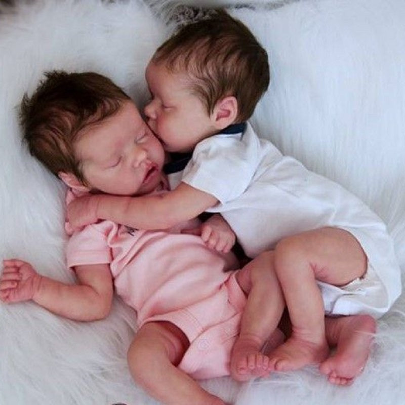 17'' Wirklich Lebensecht Zwillinge Schwester Amy Und May Reborn Baby Puppen Mädchen