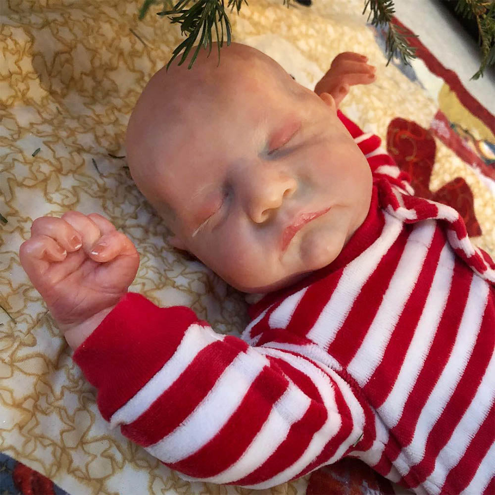 18 Zoll Reborn Puppen mit geschlossenen Augen und Weihnachtskleidung-Levi