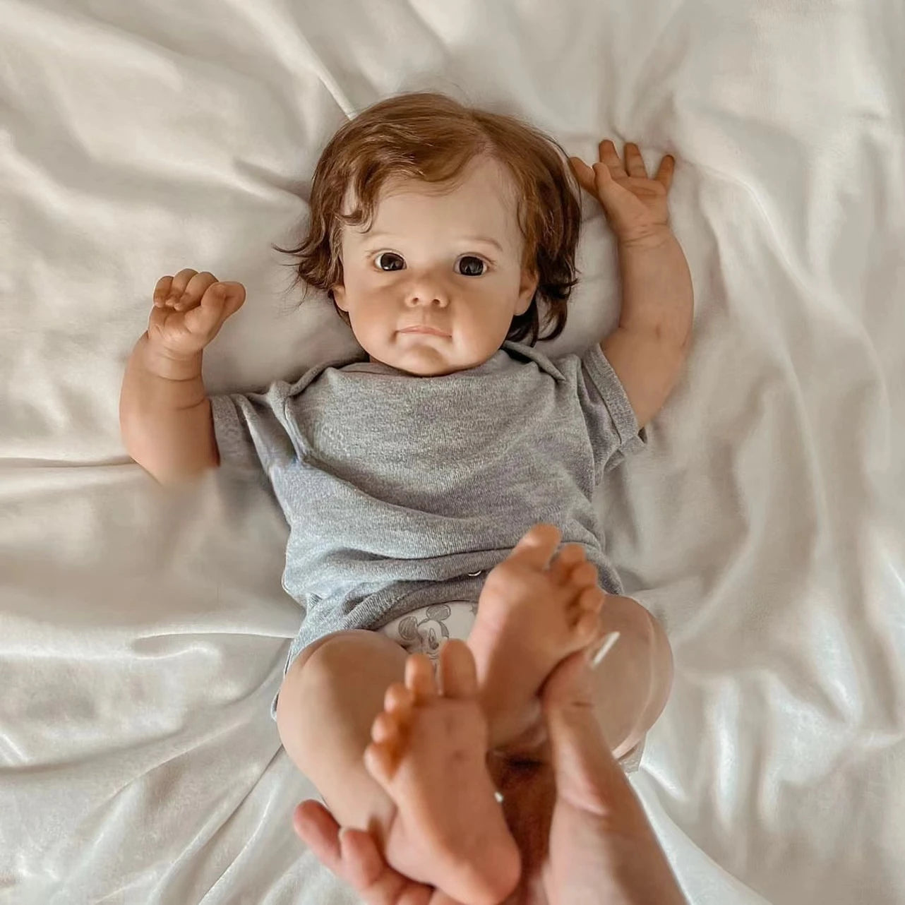 22 Zoll Lebensechte Shelley Kurze Braune Haare Reborn Puppe Mädchen-Maggie