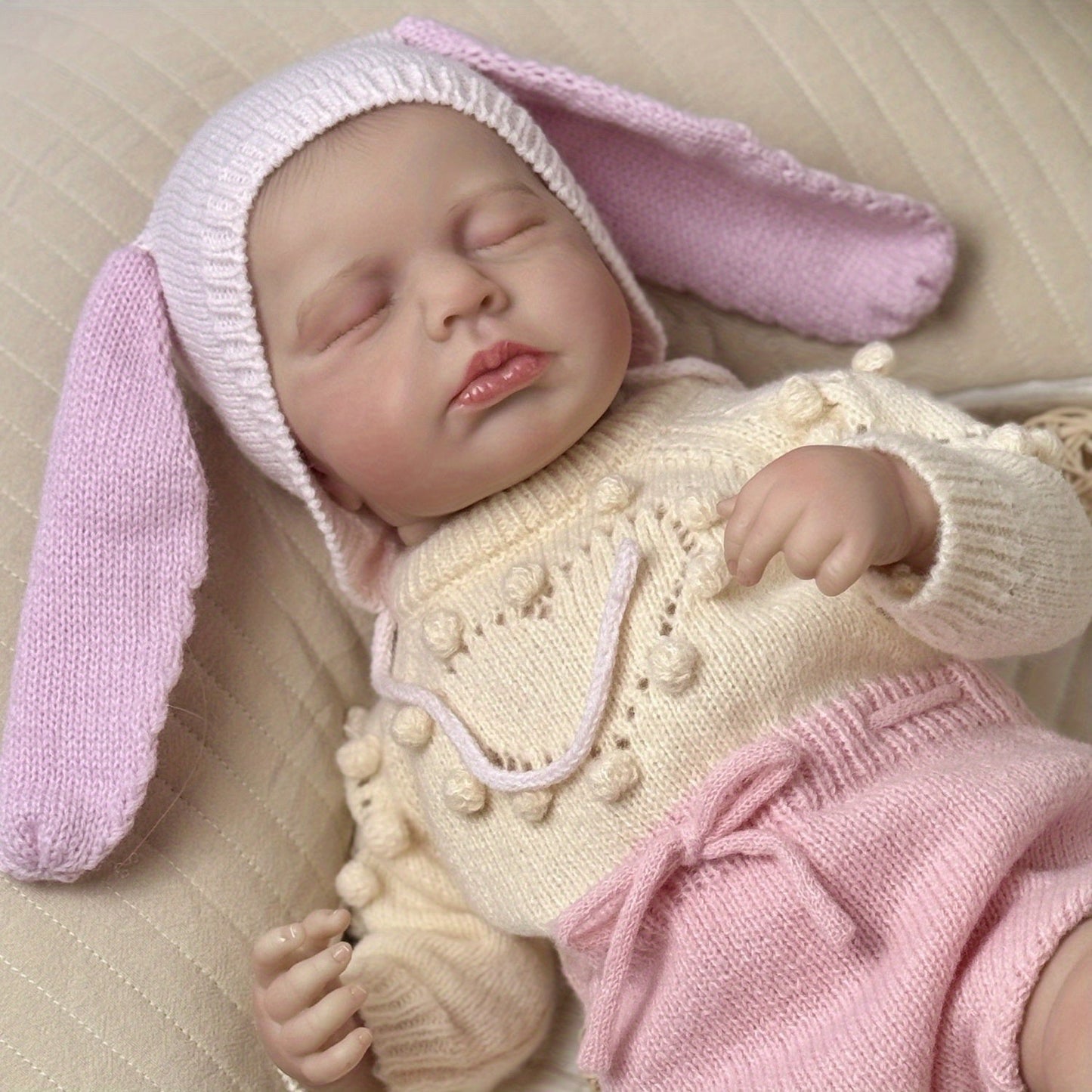 20 Zoll schlafende Loulou Reborn Puppe Mädchen in rosa Kleidung und Hut