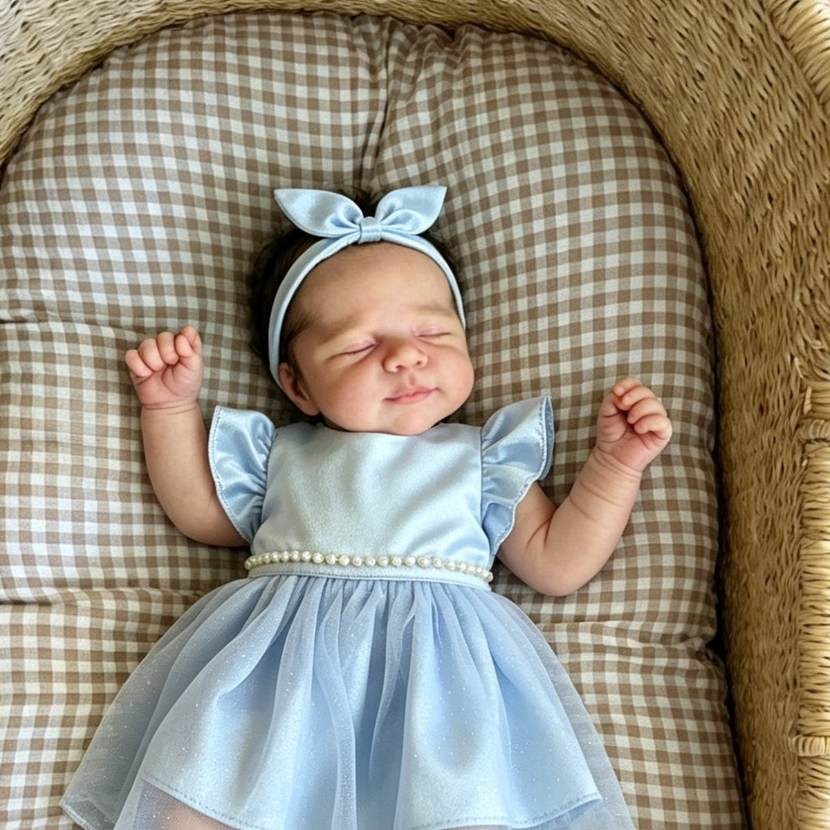 48 cm süßes schlafendes Reborn Baby Pascale im blauen Kleid