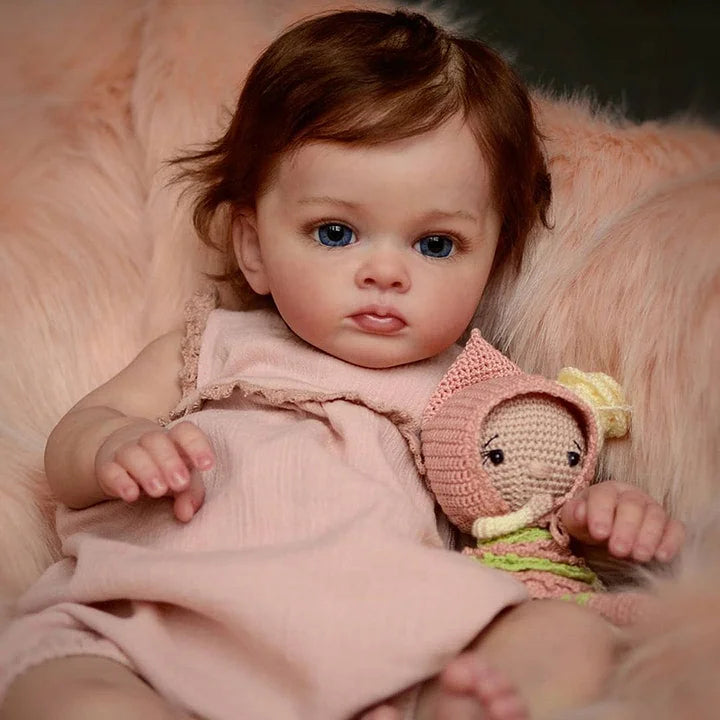 22 Zoll Magda Braun Haar Offene Augen Reborn Puppe Mädchen-Tutti