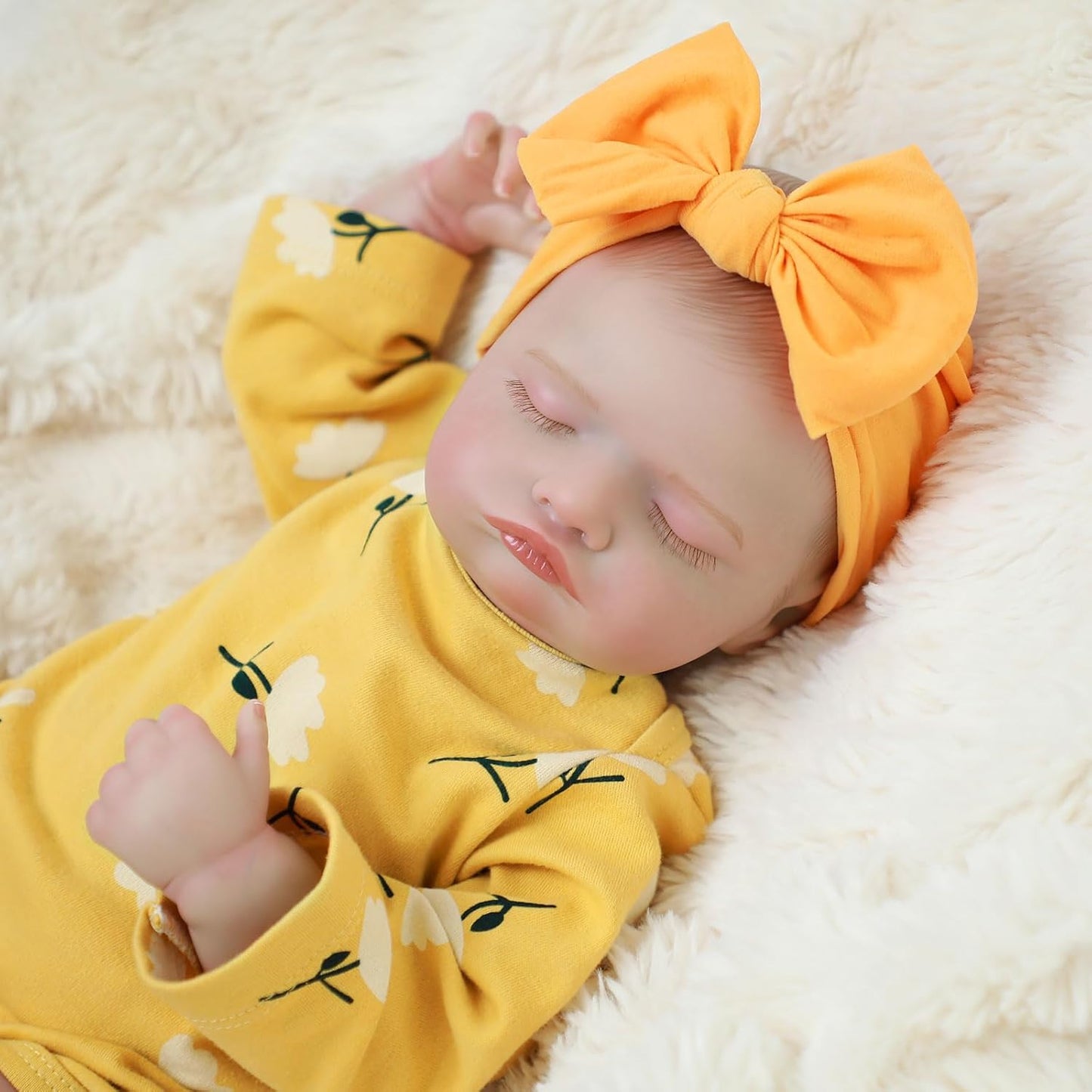 20 Zoll lebensechte Rosalie-Reborn Puppe Mädchen in gelber Kleidung