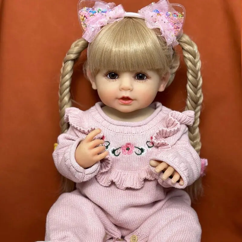 22 Zoll Reborn Puppen Mädchen mit langen blonden Haaren