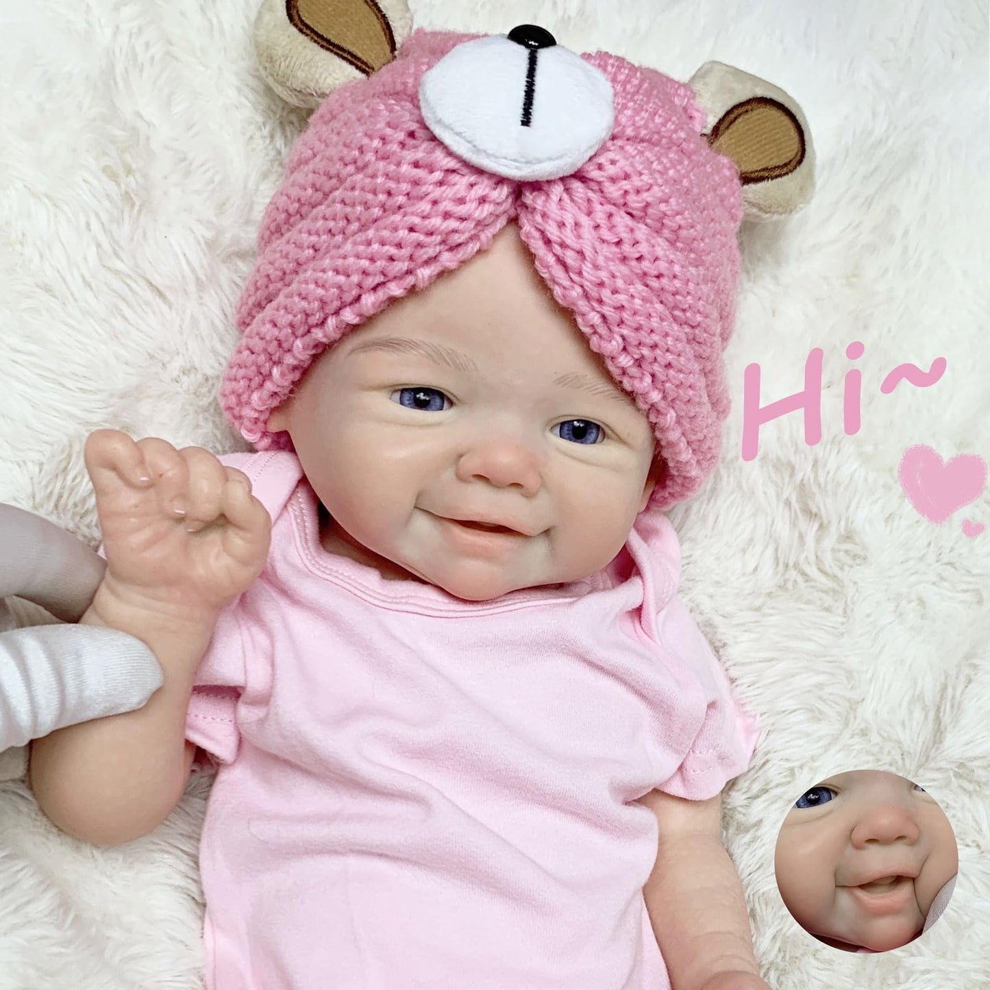 18 Zoll lebensechte Vivienne Reborn Puppe aus Vollsilikon im rosa Strampler