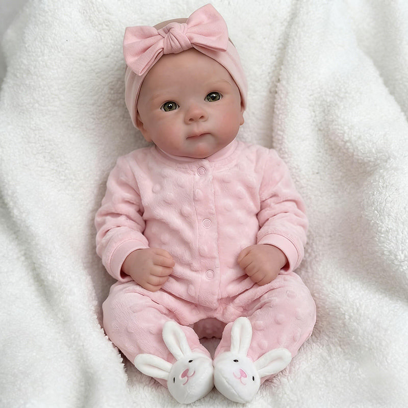45 cm vollsilikone Reborn Puppe Bettie und Meadow Zwillingsschwestern in rosa Outfits