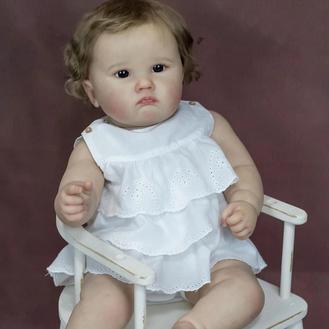 Cheryl 60cm Reborn-Puppe mit blauen Augen und braunen Haaren
