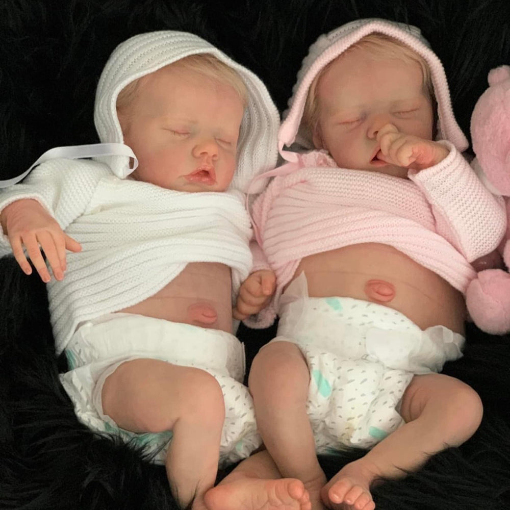 17 Zoll Reborn Zwillings puppen mit kurzen blonden Haaren
