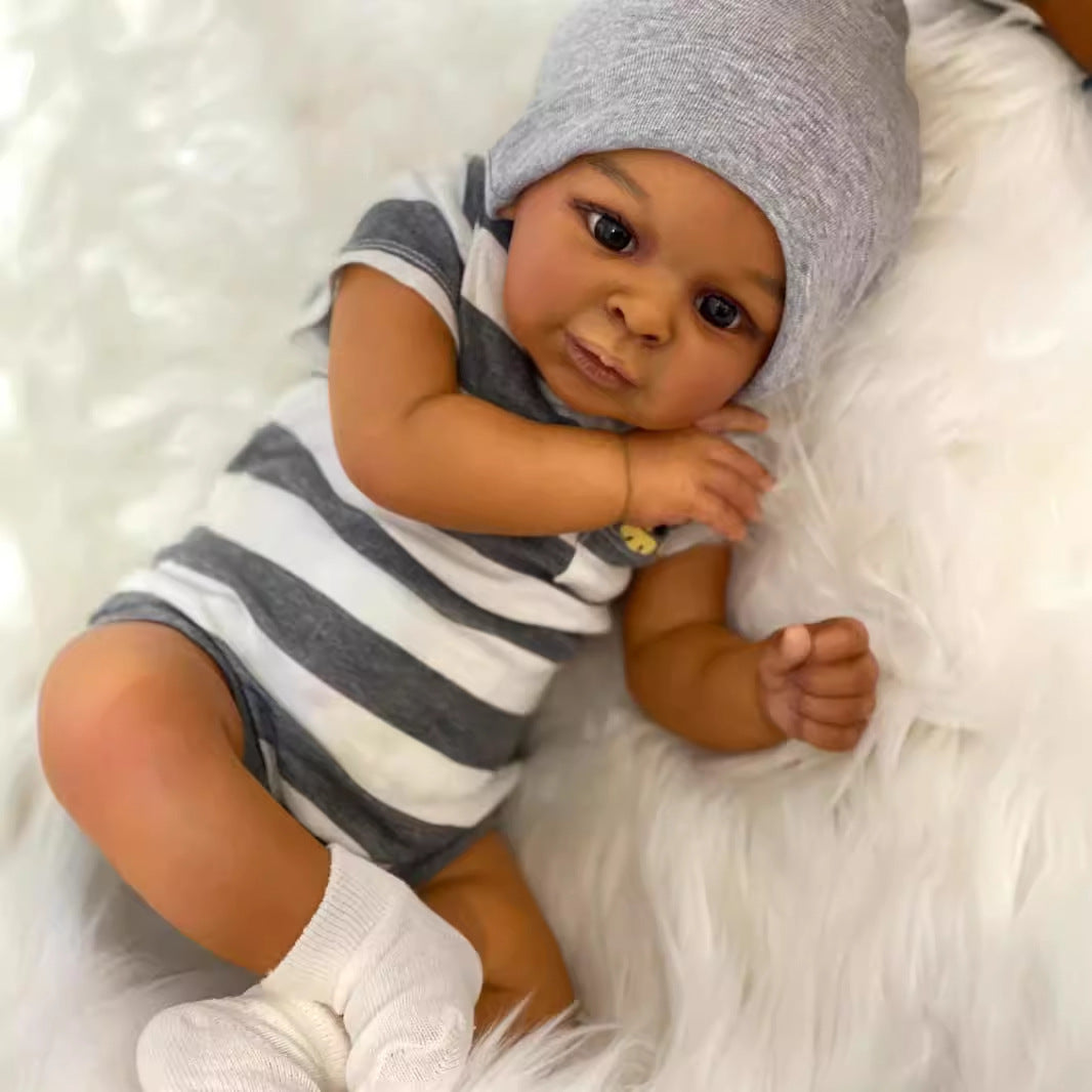 Clara 23 Zoll realistische afroamerikanische Rebornpuppen mit offenen Augen - Jaylan