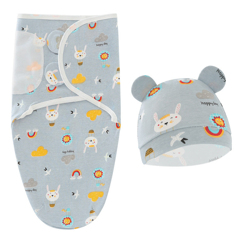 Regenbogen-Wickelschlafsack für Neugeborene Fötusmütze 2-teiliges Set