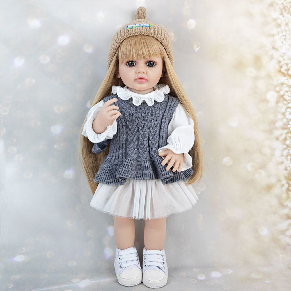 22 Zoll offene Augen lange Haare Reborn Baby Mädchen -Betty