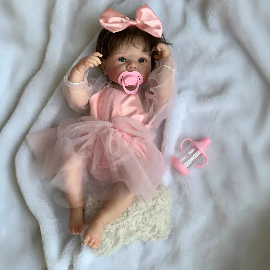 Quinn 18 Zoll offene Augen kurze Haare Bettie Reborn Babypuppen Mädchen im rosa Kleid