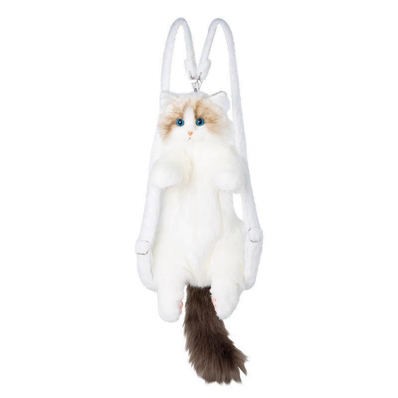 Süßer lebensechter Plüsch-Rucksack mit Ragdoll-Katze-Simulation