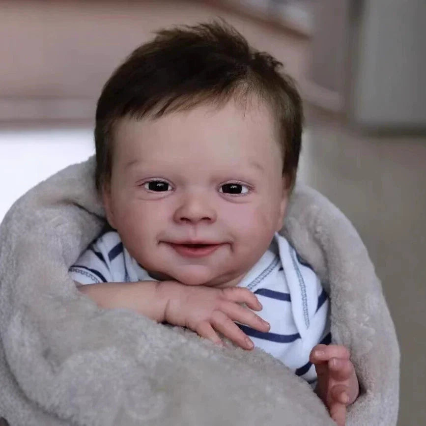 19 Zoll lebensechte offene Augen kurze Haare weicher Körper Reborn Puppe-Sebastian
