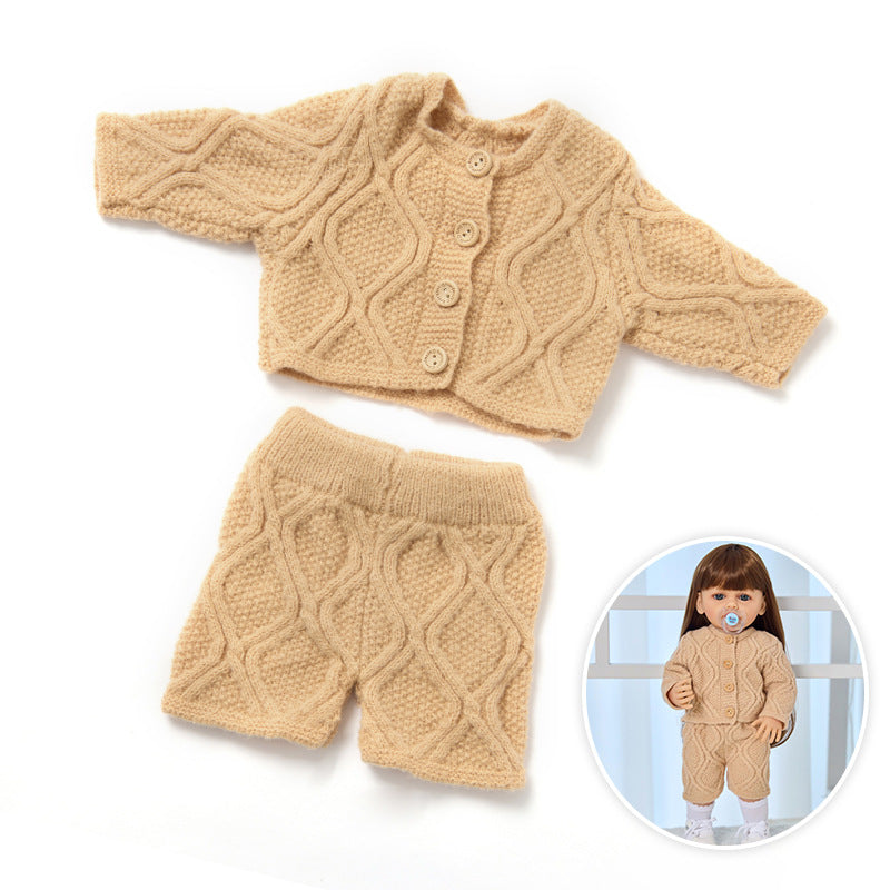 Zweiteiliges Strickset (Oberteil & Hose) für 55 cm Reborn Puppen
