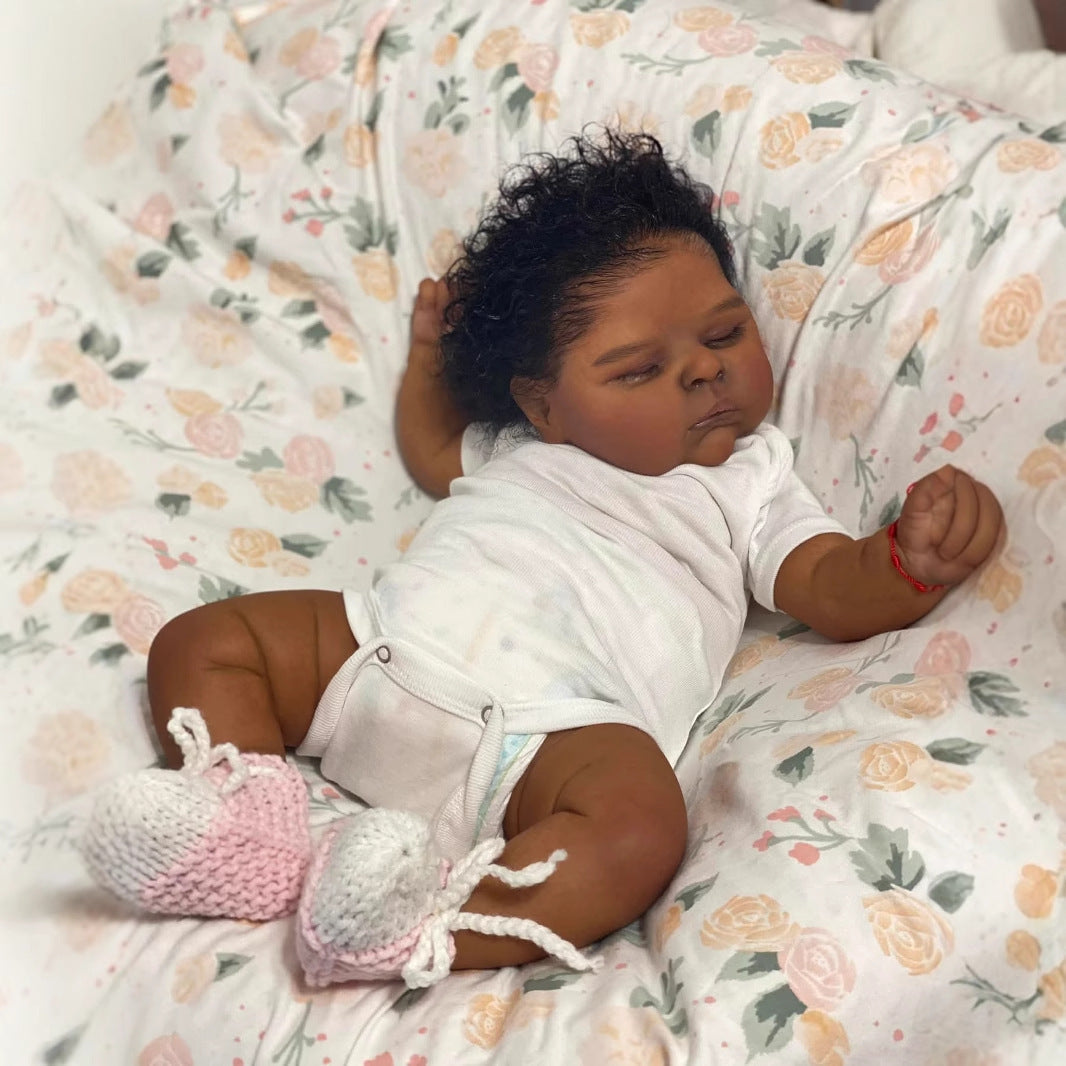Jane 19 Zoll lebensechte geschlossene Augen dunkle Haut Reborn Puppe-Peaches