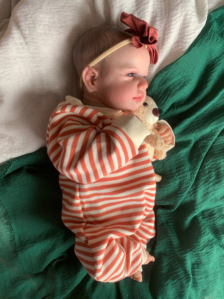 20 Zoll Reborn Babypuppen mit offenen Augen in gestreifter Kleidung - Loulou
