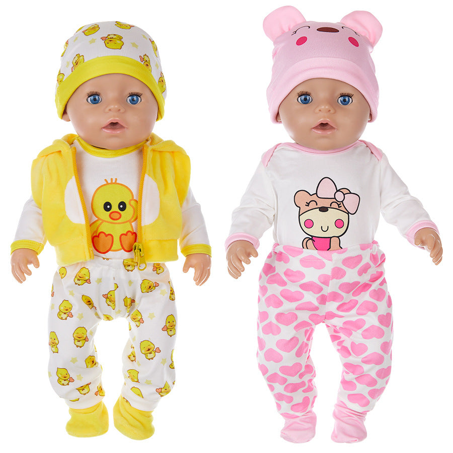 17 Zoll Cartoon Tier Reborn Puppe Kleidungsset(Nur Kleidung, keine Puppe)