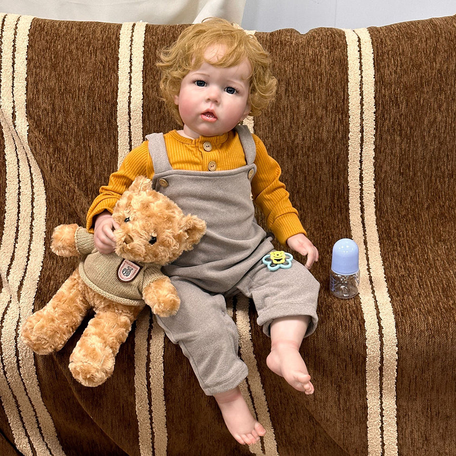 22 Zoll süße Reborn-Babypuppe mit blondem Haar - Liam