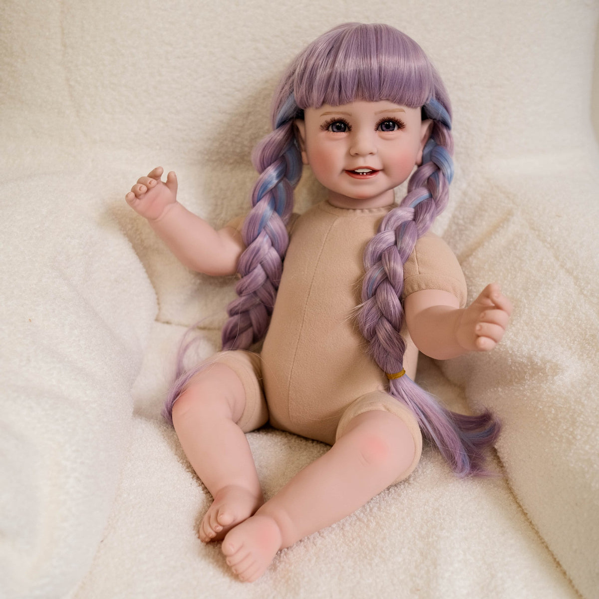 22 Zoll offene Augen lange bunte Zopf Reborn Puppe Mädchen