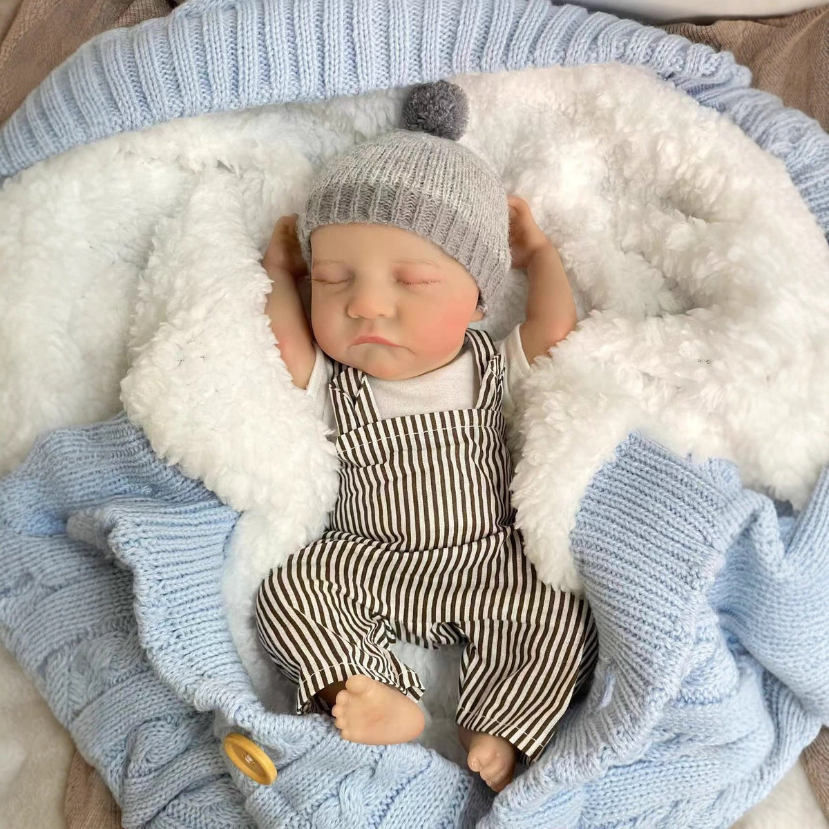 30cm lebensechte schlafende Mini Reborn Babypuppen in gestreifter Kleidung-Levi