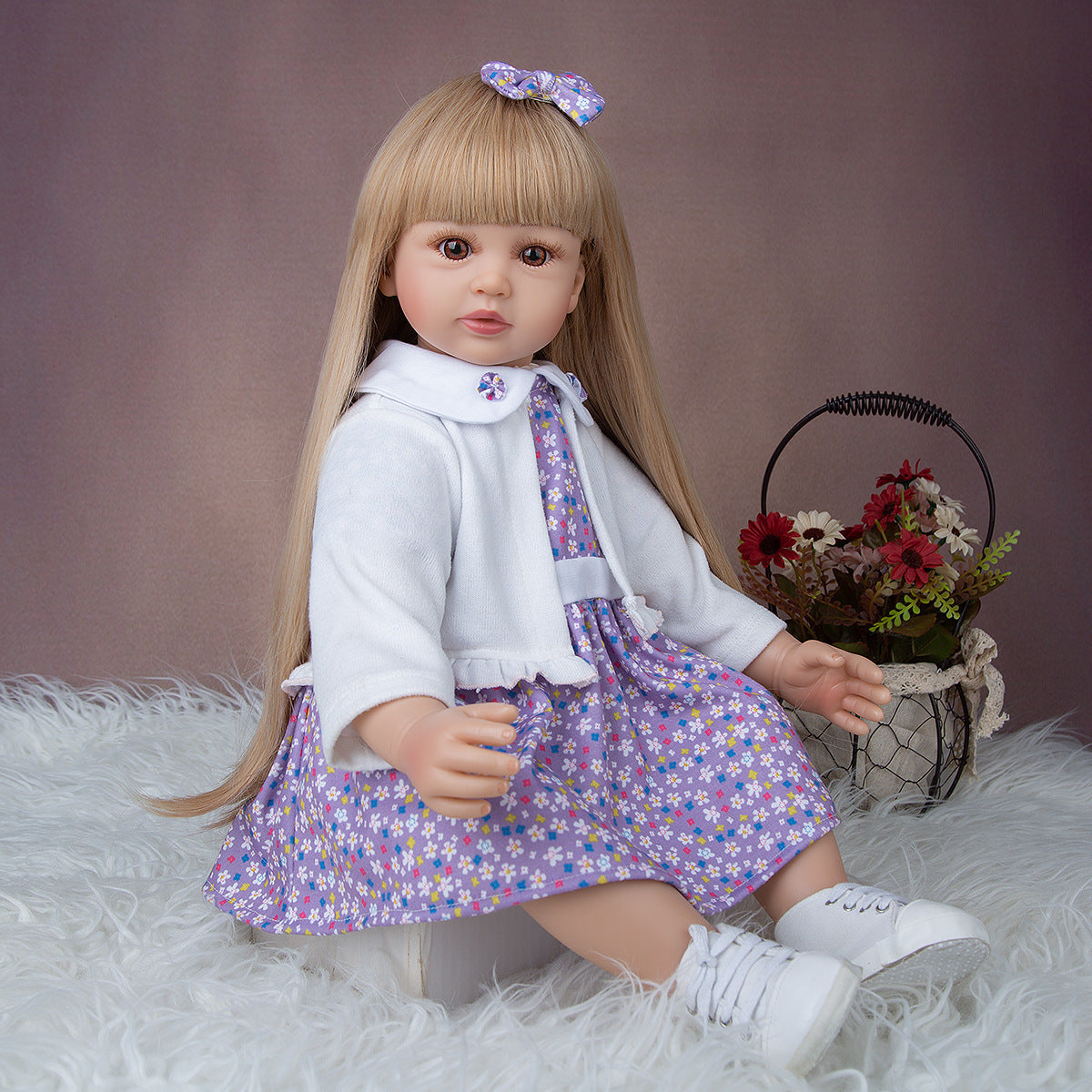 24 Zoll offene Augen lange Haare Reborn Zwillinge Baby Mädchen