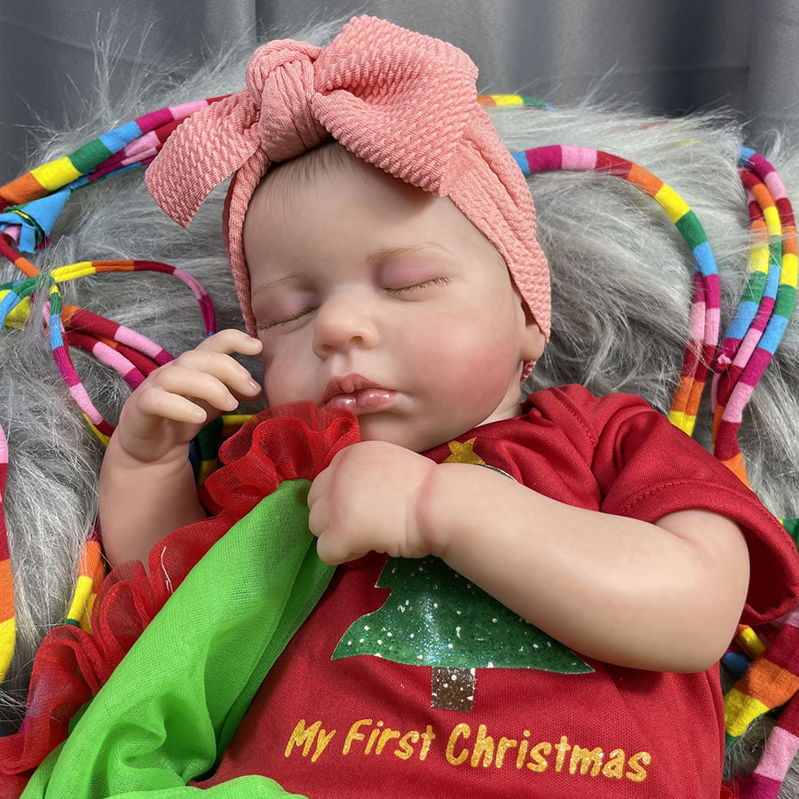 20 Zoll Reborn Puppen im schlafenden Mädchenstil mit Weihnachtskleidung - Loulou