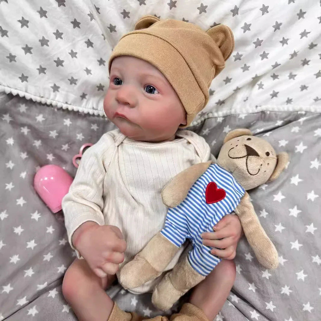 50 cm realistische blaue Augen Vinyl Körper Reborn Baby Puppe-Levi