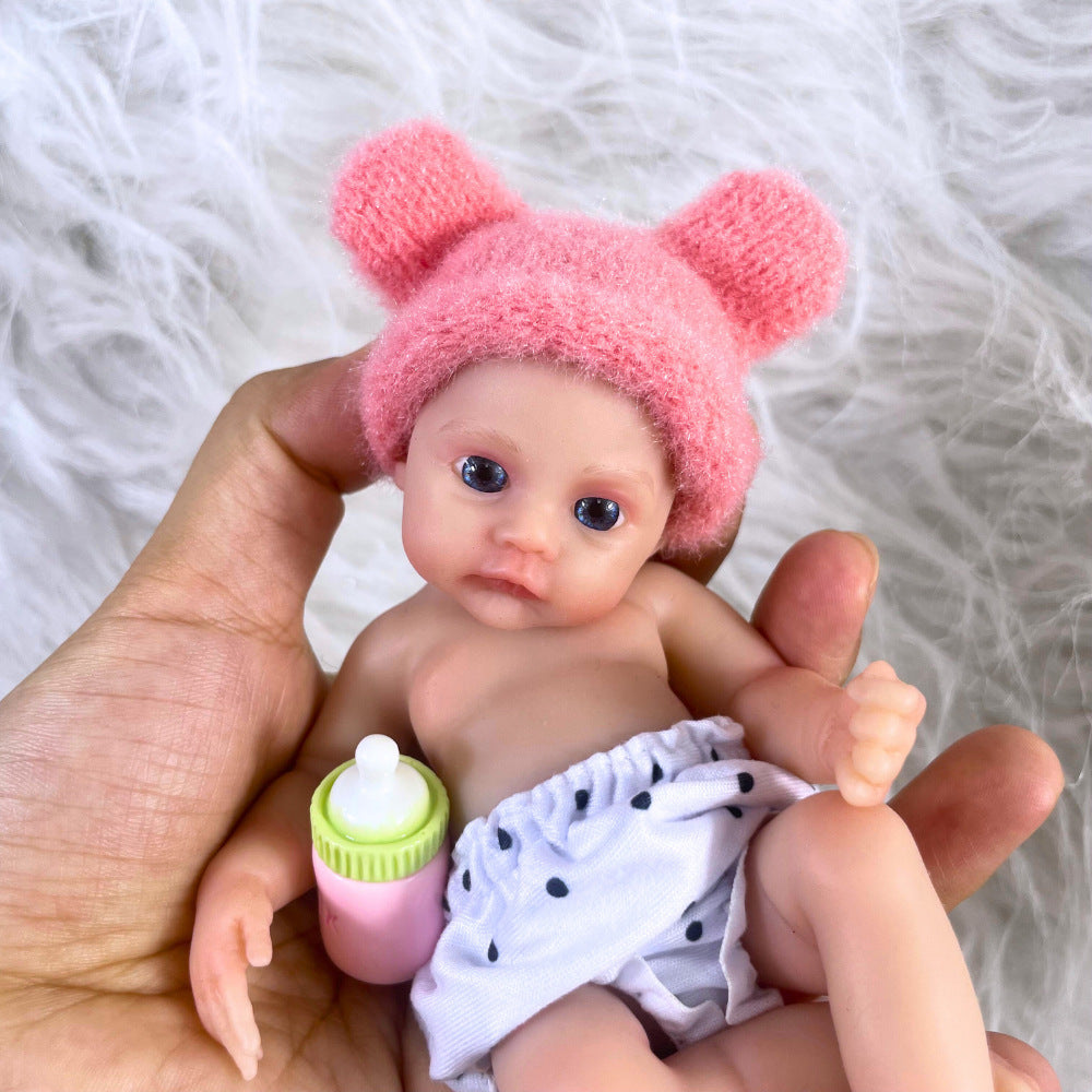 15 cm Mini-Reborn-Puppe Mädchen-Meer aus Vollsilikon mit blauen Augen
