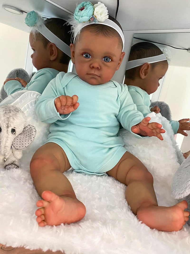 Lauren 60 cm afroamerikanische Reborn Puppen mit Augen auf-Maggie