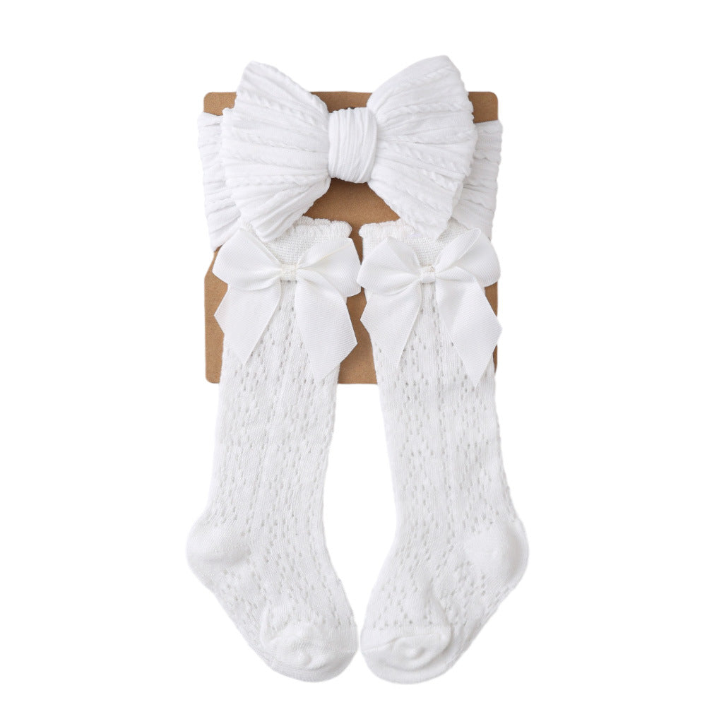 Schleifen-Haarreif und Socken 2-teiliges Set für 43-60cm Puppen