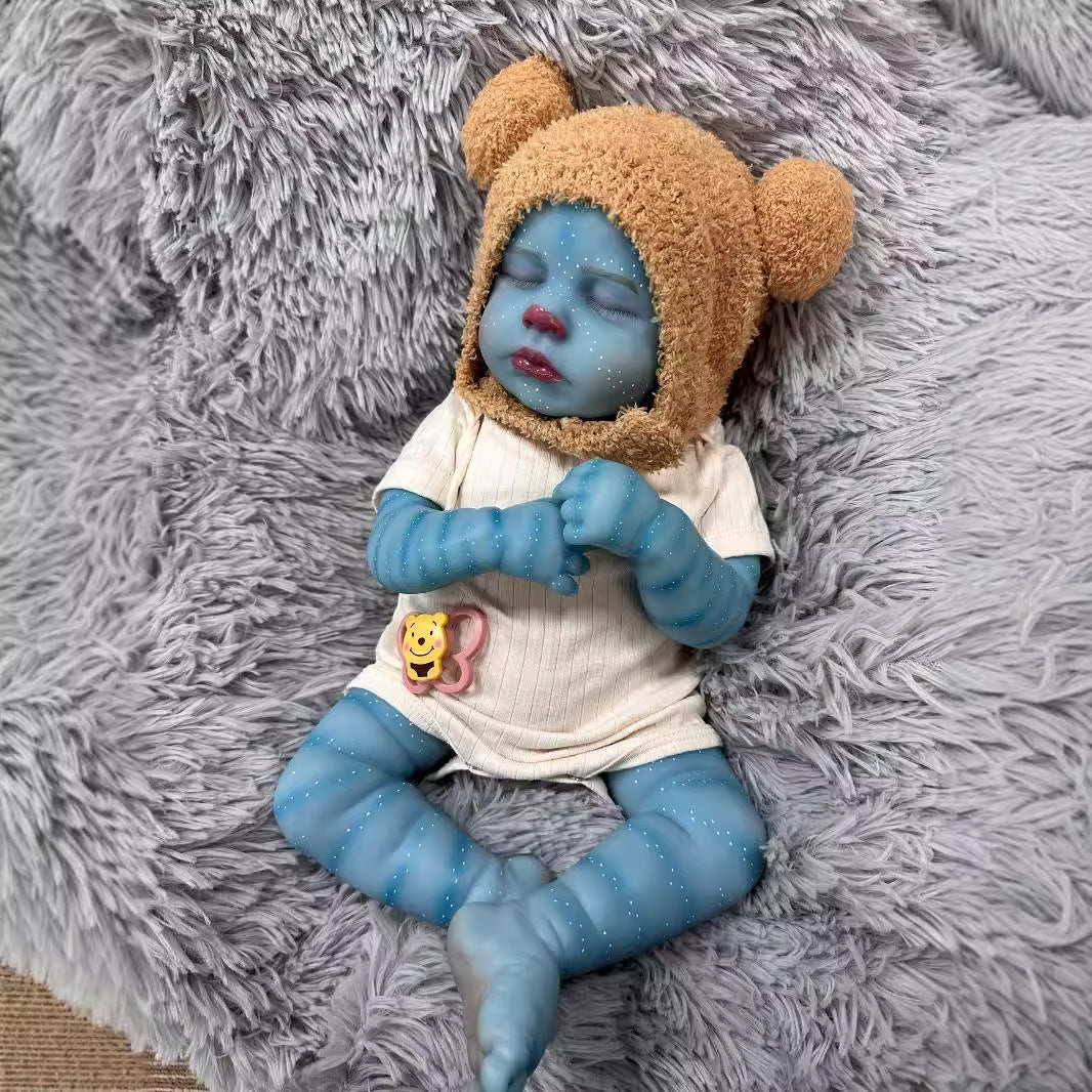 19 Zoll Reborn Puppe mit geschlossenen Augen Avatar Loulou mit braunem Hut