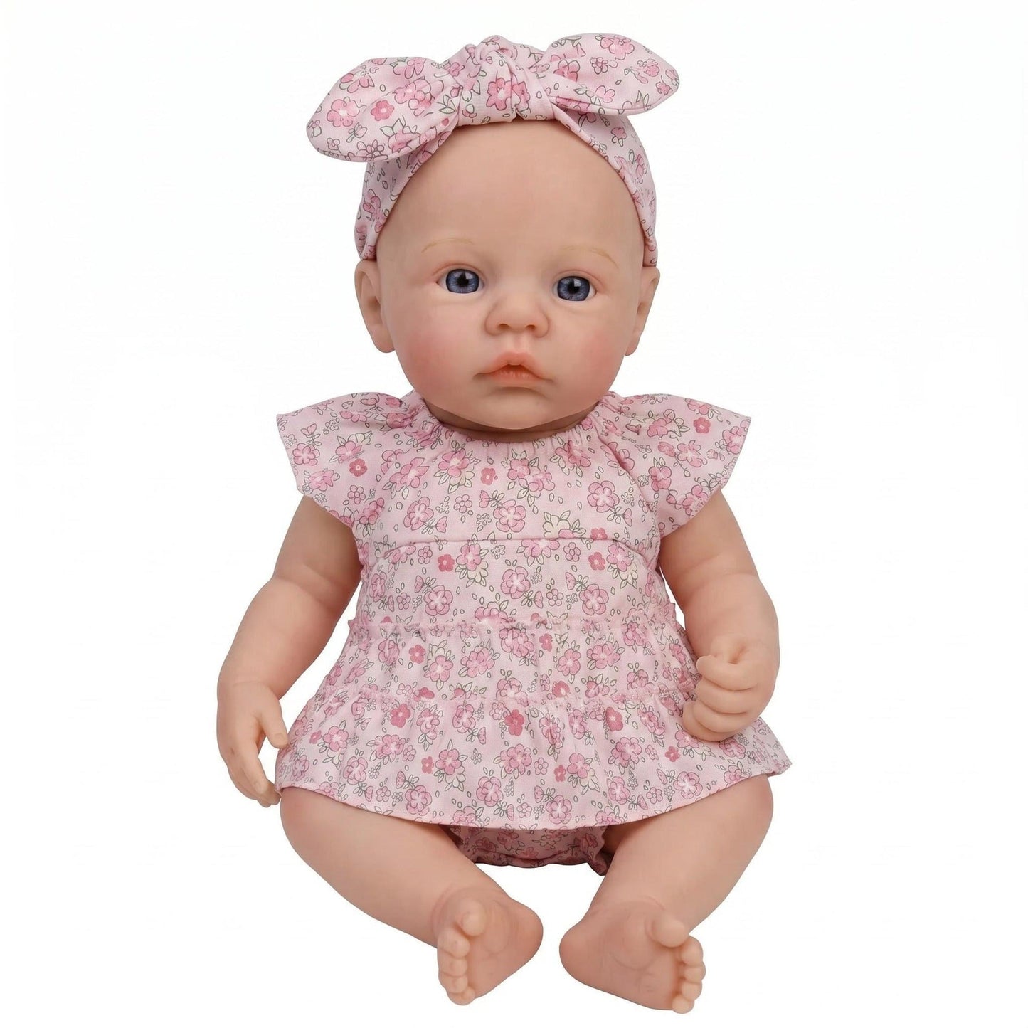 45 cm realistische Reborn Puppe aus Vollsilikon Mädchen im Blumenkleid -Meadow
