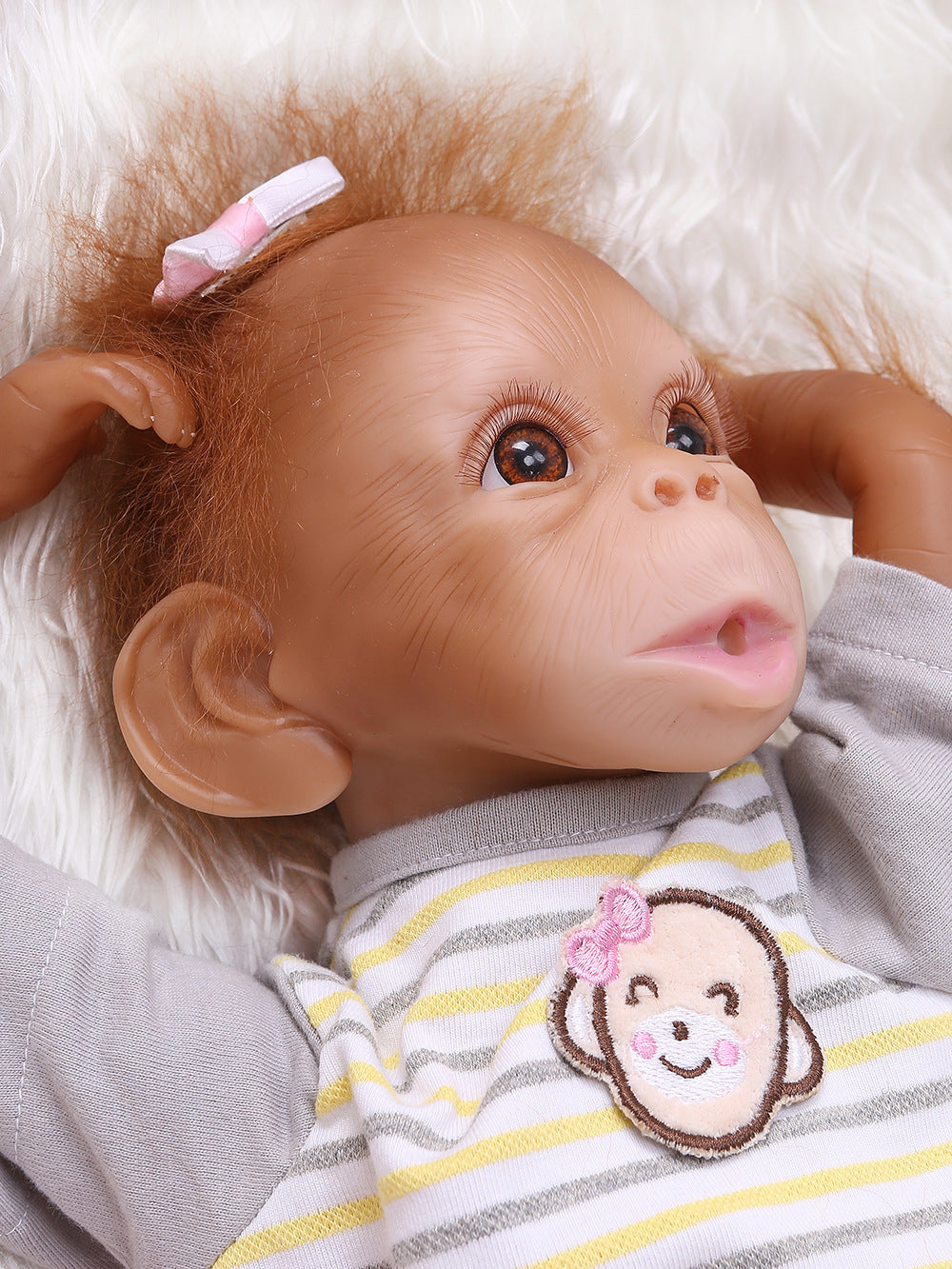 45cm Handgemachte Sehr Detaillierte Malerei Reborn Baby Affe