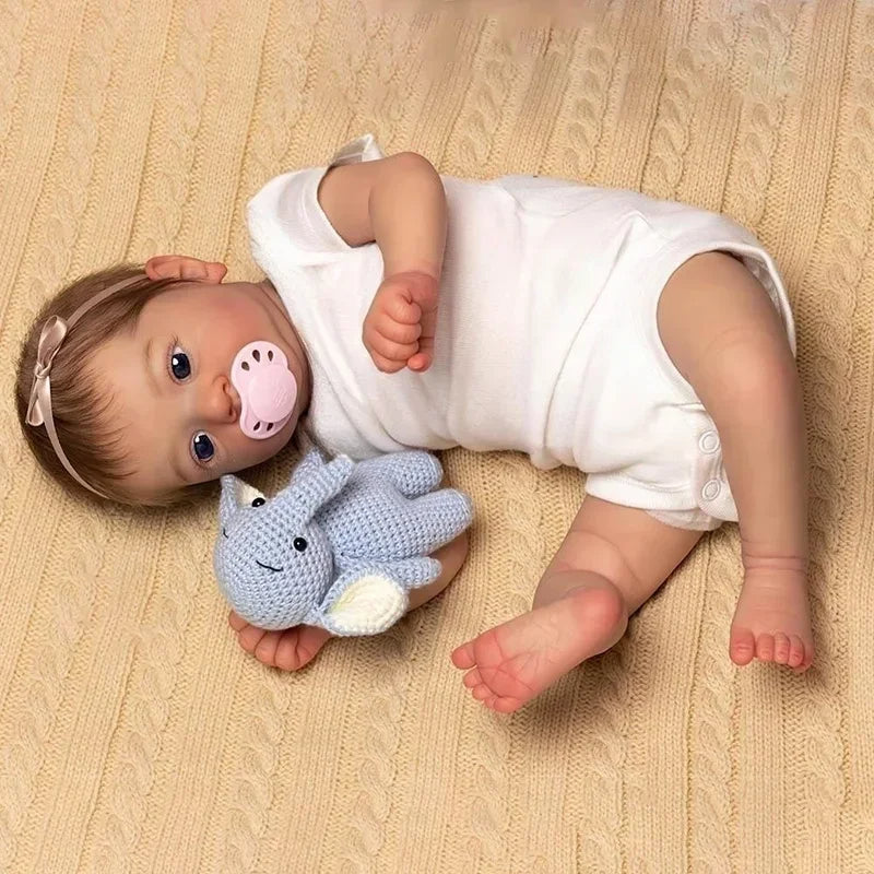 19 Zoll Felicia Rebornpuppen mit offenen Augen und weißer Kleidung