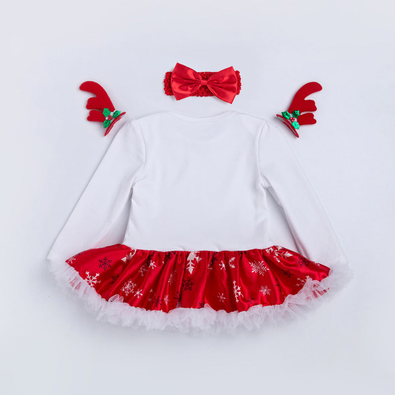 4-teiliges Kleid mit Weihnachtssockenmuster für 21/22/23 Zoll Reborn-Puppen