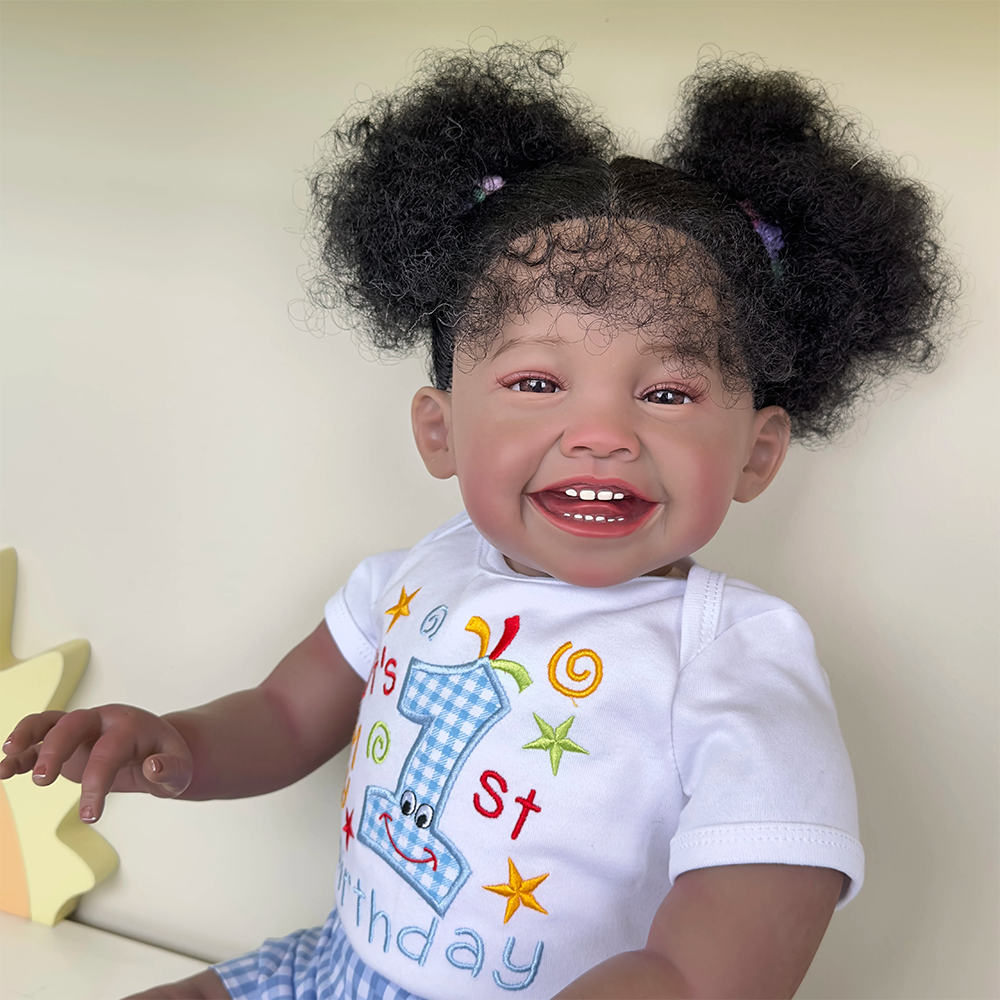 Ella 60cm Afroamerikaner Lächeln Reborn Puppe-Mila