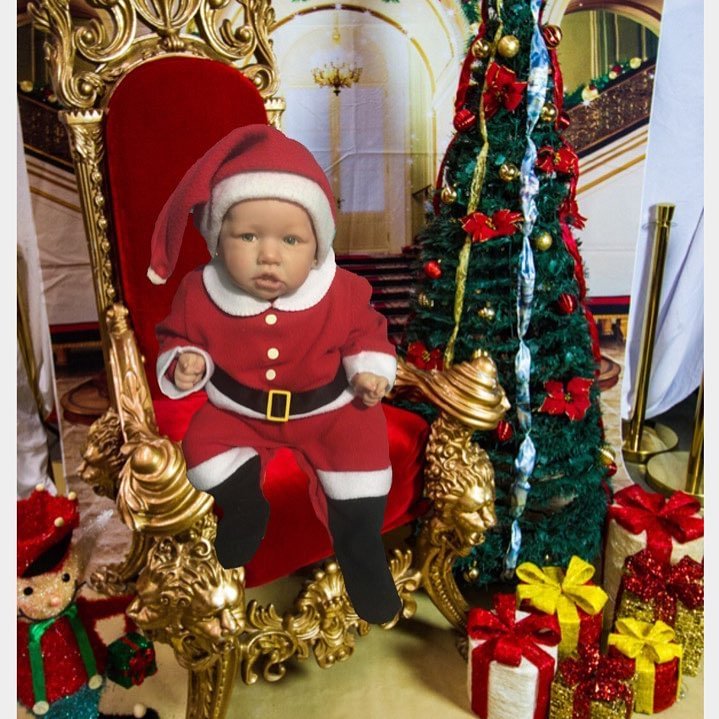22 Zoll Saskia Reborn Puppe Mädchen mit offenen Augen im Weihnachtsmann-Outfit