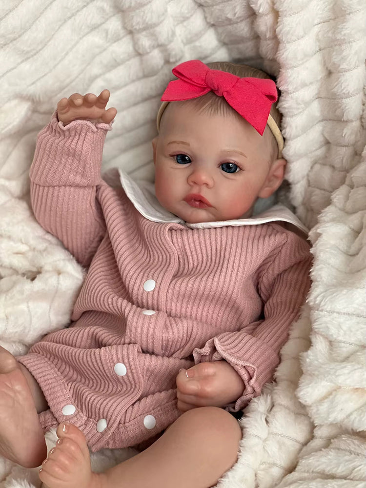 48cm Weichen Körper 3D Haut Gemalt Haar Blau Augen Reborn Baby Wiese