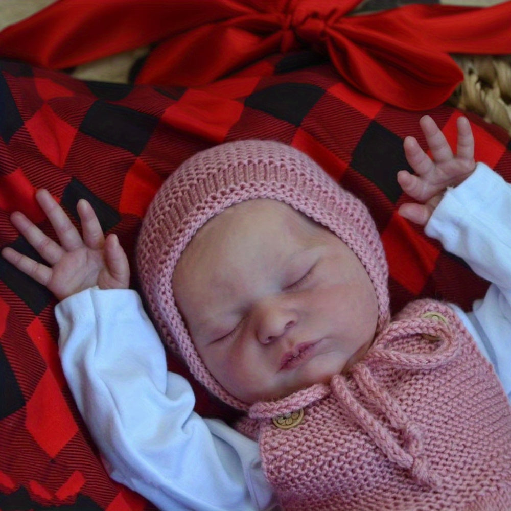 50 cm weiche Laura Reborn Babypuppe schlafend im rosa Pullover