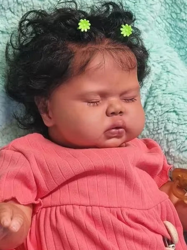 24 Zoll geschlossene Augen dunkle Haut kuscheliges Reborn Baby Mädchen-Pickle