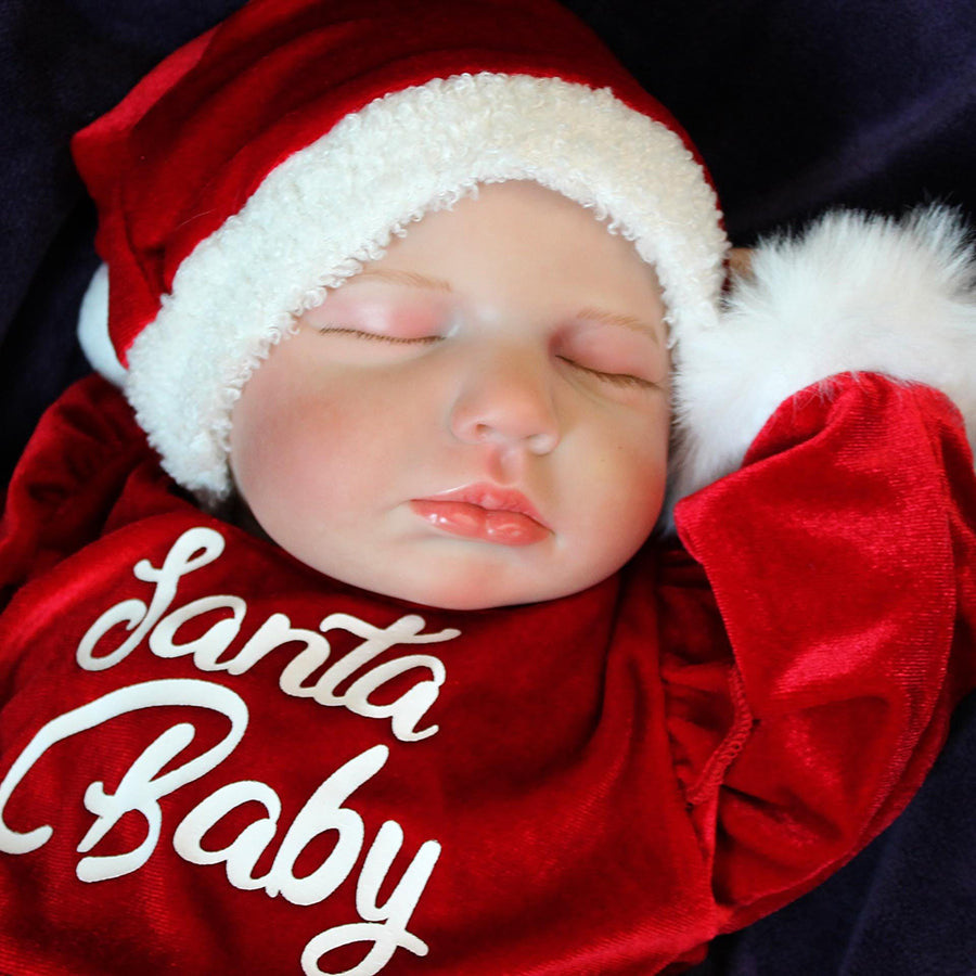 20 Zoll geschlossene Augen Loulou Reborn Puppe Mädchen im Weihnachtskleid