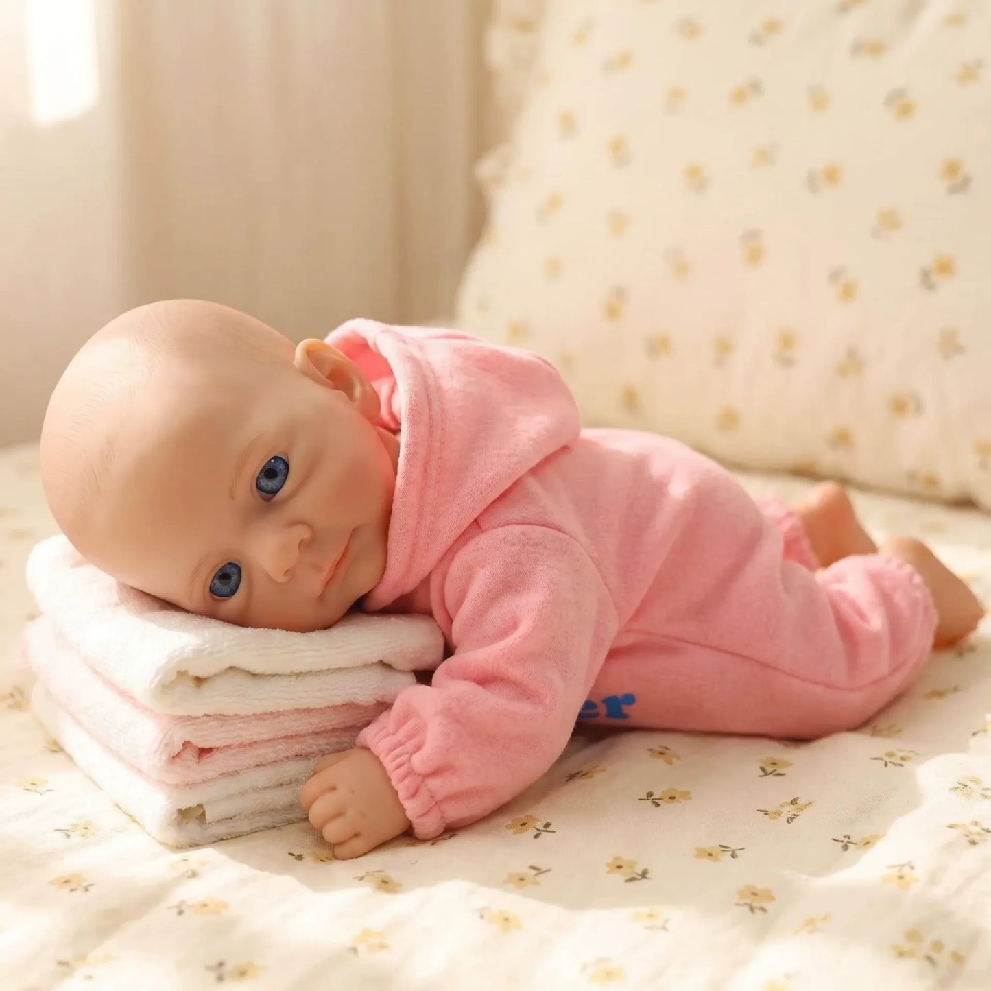 30 cm Felicia Reborn Babypuppe aus Vollsilikon in rosa Outfits