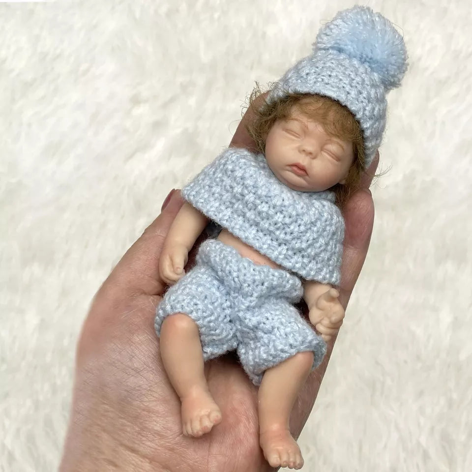 6 zoll Geschlossen Augen Kurze Haare Mini Volle Silikon Reborn Puppe Mädchen