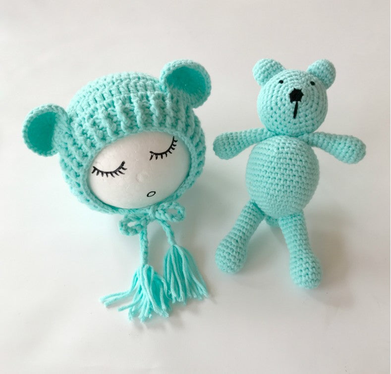 Süßer Bär Strickmütze und Spielzeug 2-teiliges Set
